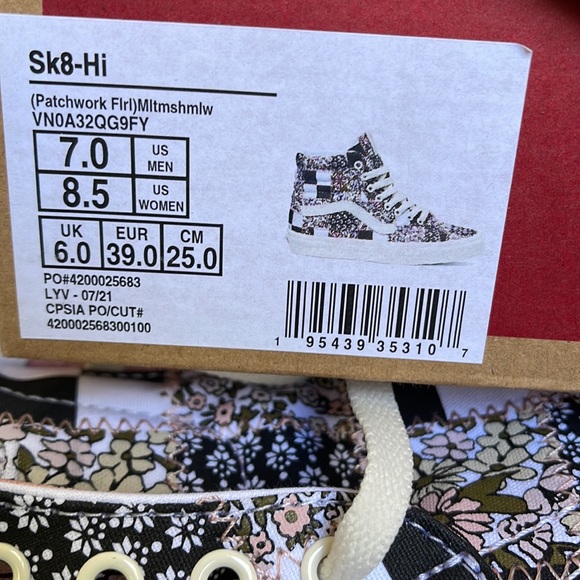 Vans Sk8-Hi Patchwork Floral Multi Marshmallow Pink MENS - Picture 16 of 16